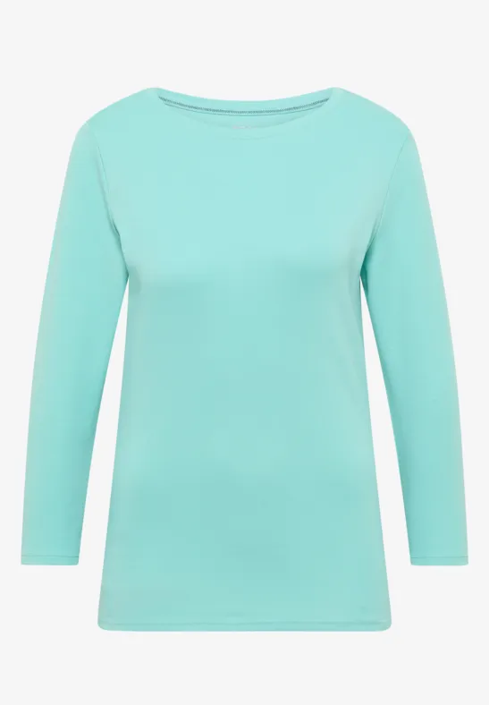 Basic Shirt in Unifarbe sea foam blue