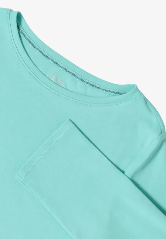 Basic Shirt in Unifarbe sea foam blue