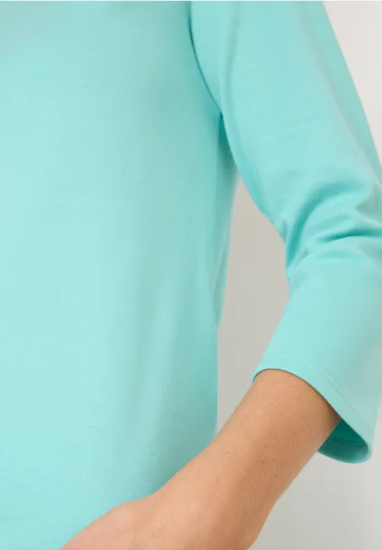 Basic Shirt in Unifarbe sea foam blue