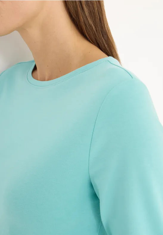 Basic Shirt in Unifarbe sea foam blue