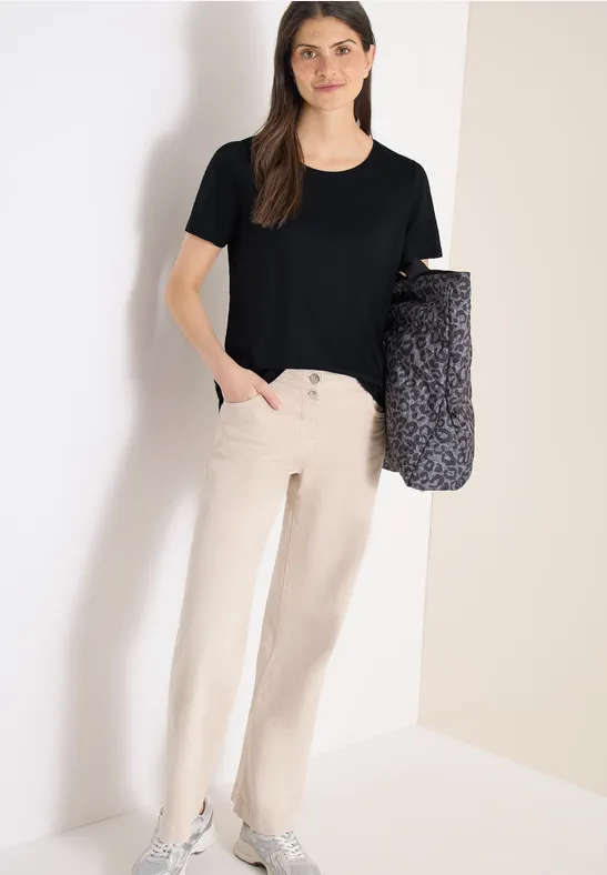 Basic T-Shirt mit Rundhals in Unifarbe Black