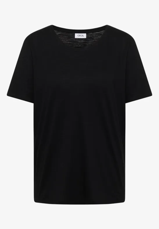 Basic T-Shirt mit Rundhals in Unifarbe Black