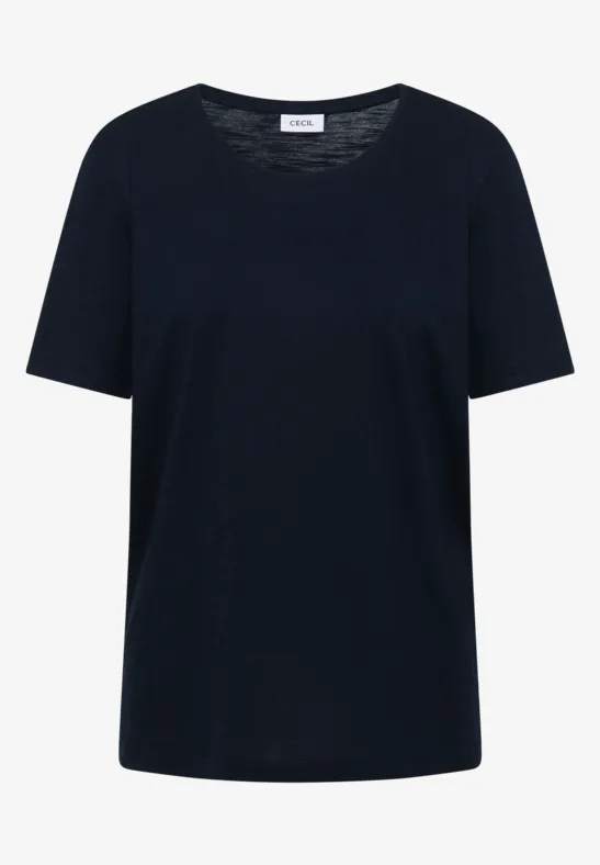 Basic T-Shirt mit Rundhals in Unifarbe universal blue
