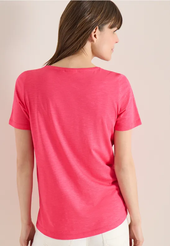 Basic T-Shirt mit Rundhals geranium red