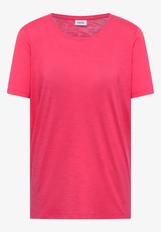 Basic T-Shirt mit Rundhals geranium red