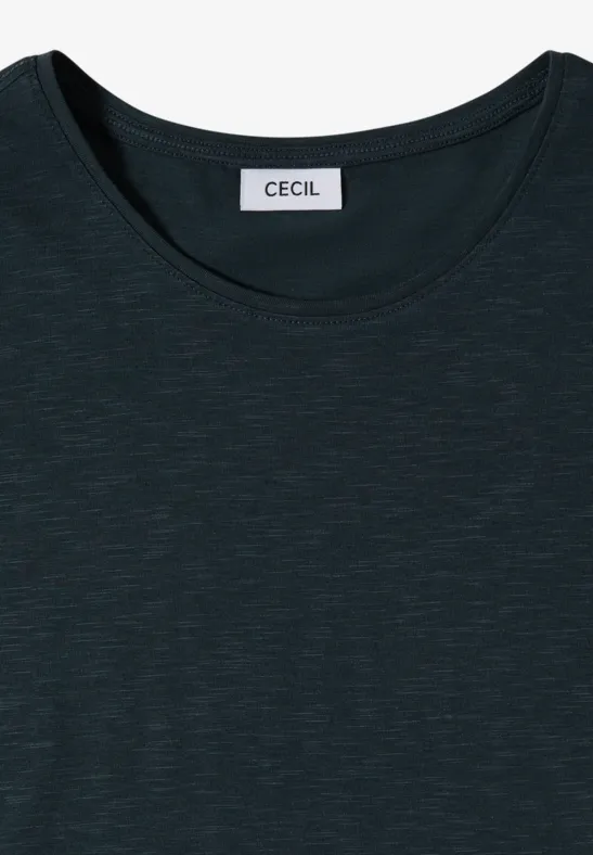 Basic T-Shirt mit Rundhals in Unifarbe deep petrol blue