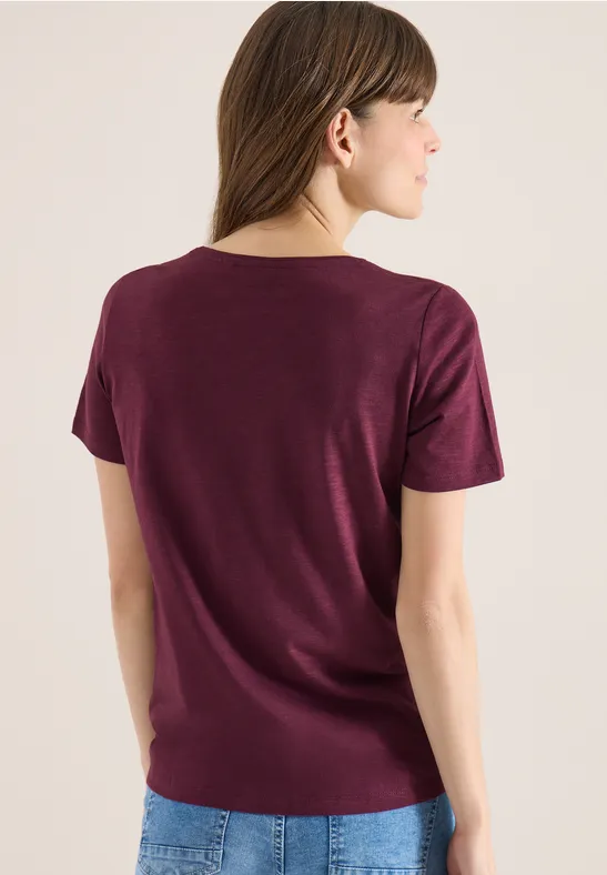 Basic T-Shirt mit Rundhals sweet grape red