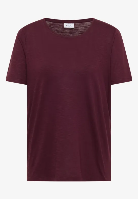 Basic T-Shirt mit Rundhals sweet grape red