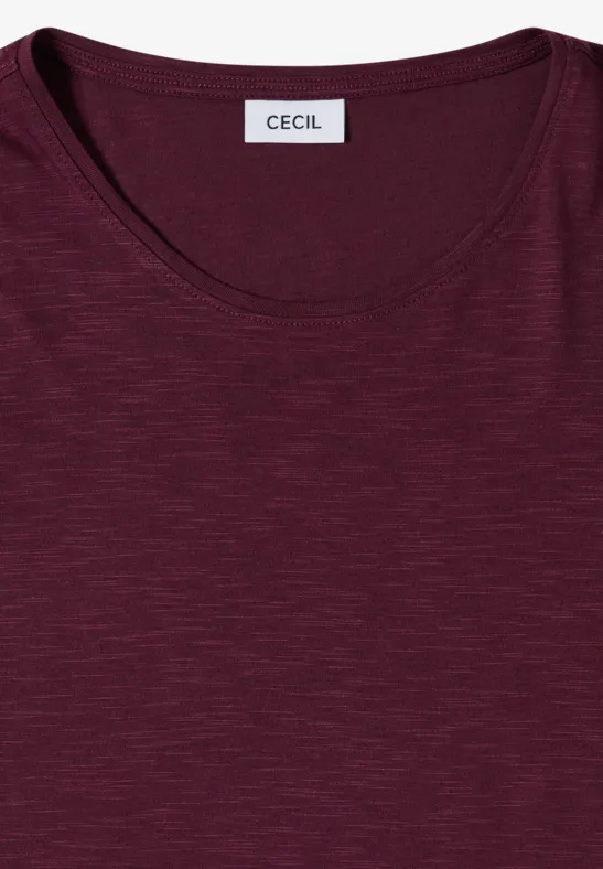 Basic T-Shirt mit Rundhals sweet grape red