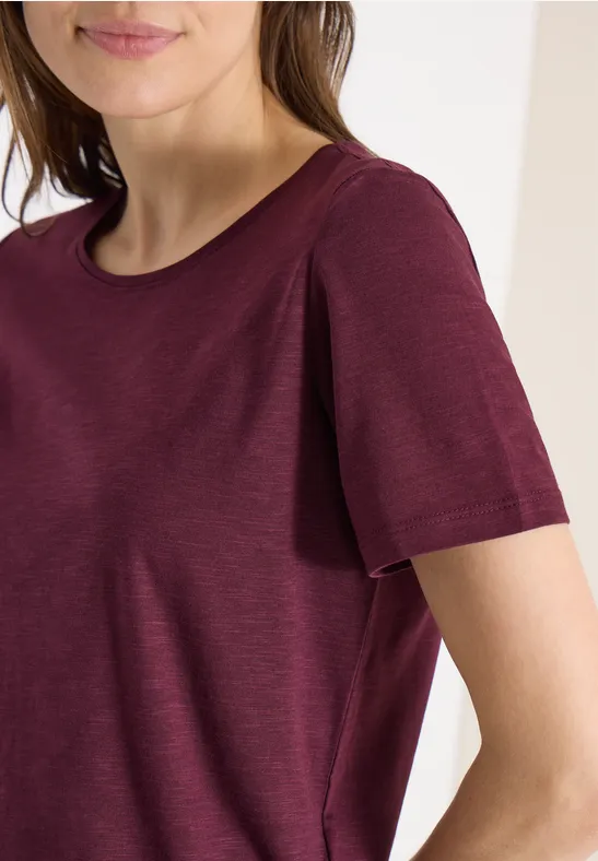 Basic T-Shirt mit Rundhals sweet grape red