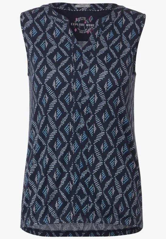 Printtop mit Elastikbund night sky blue