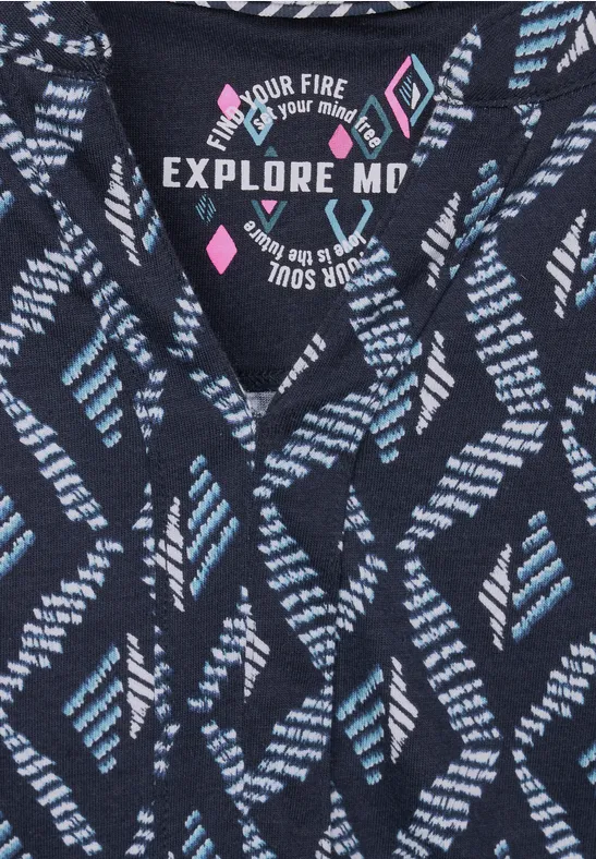 Printtop mit Elastikbund night sky blue