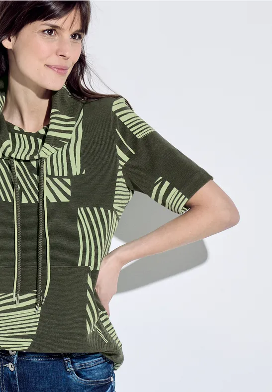 T-shirt à col volumineux cool khaki