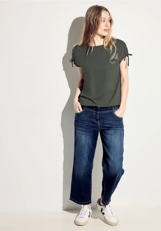 T-Shirt mit Raffung cool khaki