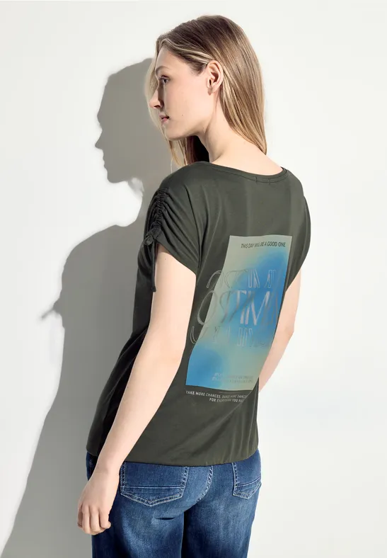 T-Shirt mit Raffung cool khaki