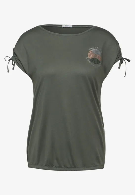 T-Shirt mit Raffung cool khaki