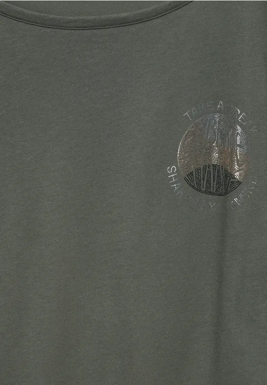 T-Shirt mit Raffung cool khaki