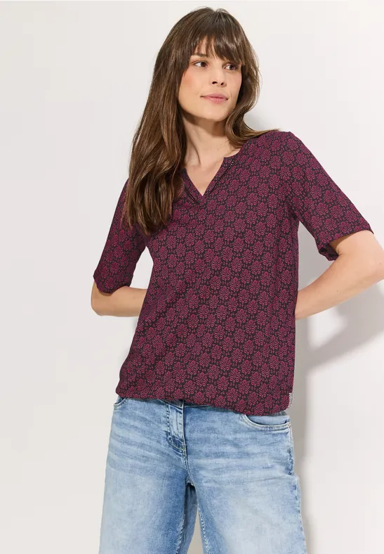 T-shirt met print aubergine red