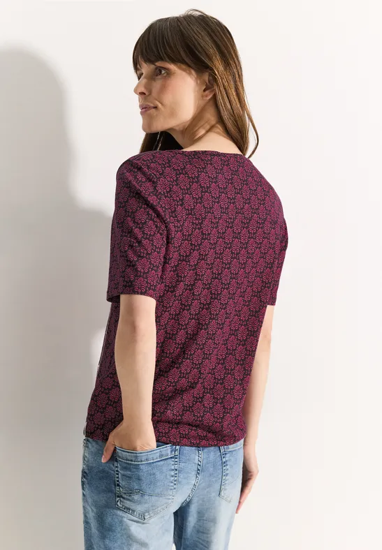 T-shirt met print aubergine red