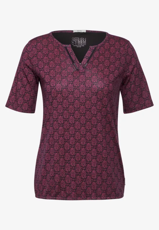 T-shirt met print aubergine red