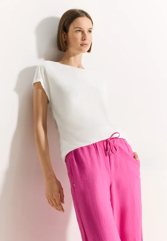 T-shirt avec détail en dentelle vanilla white