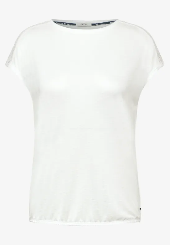T-shirt avec détail en dentelle vanilla white