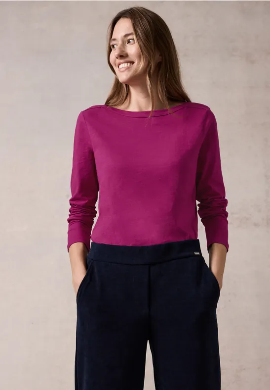 T-shirt avec encolure en U jewel pink