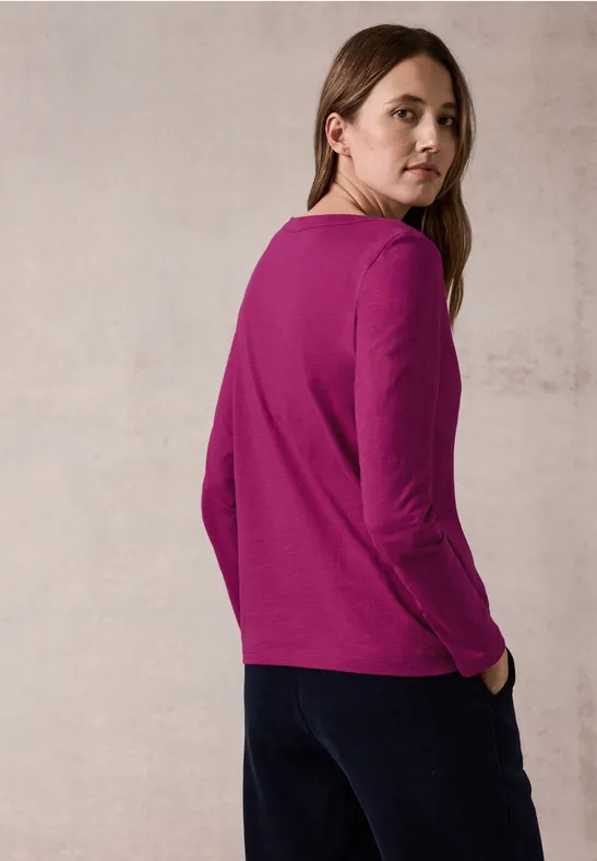 T-shirt avec encolure en U jewel pink