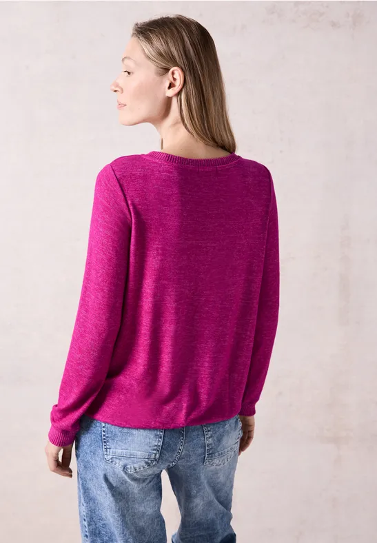 Cosy Langarmshirt jewel pink melange