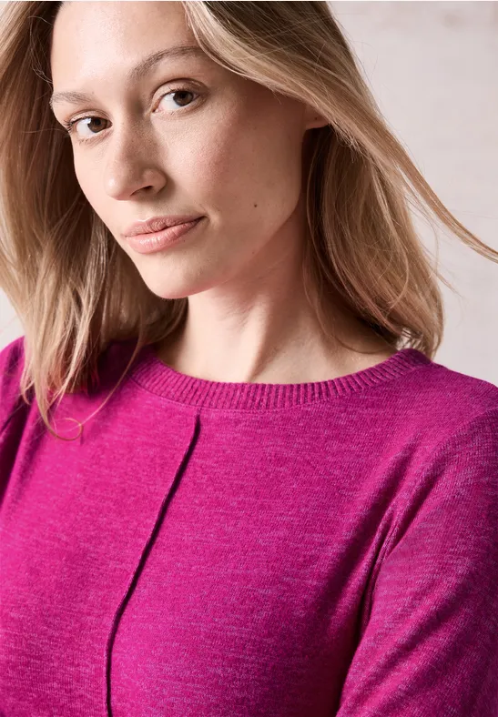Cosy Langarmshirt jewel pink melange