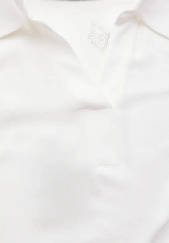 Blusenshirt mit Materialmix vanilla white