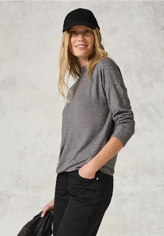 Langarmshirt mit Glitzer platinum grey mel.