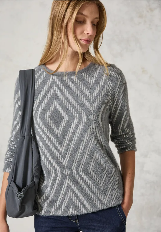 T-shirt à motifs en fil de plume platinum grey mel.