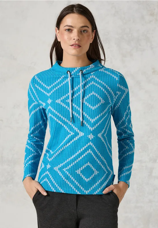 T-shirt en jacquard dynamic aqua blue
