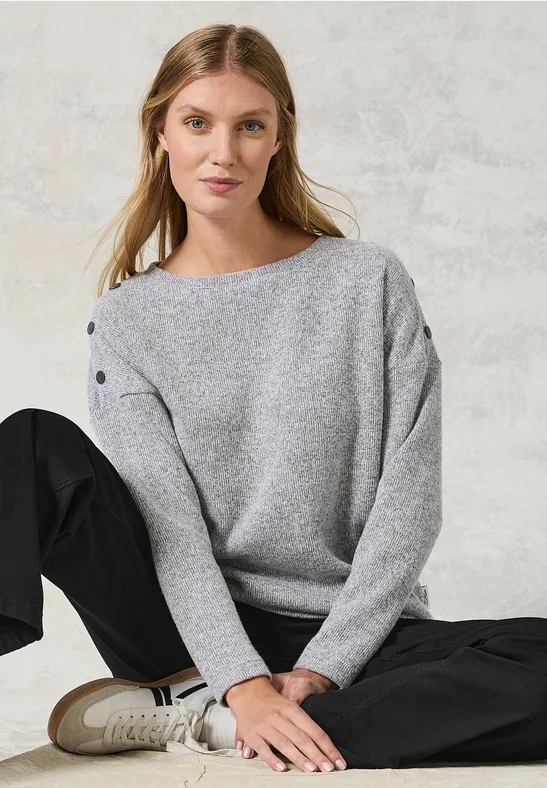 T-shirt chiné avec boutons platinum grey mel.