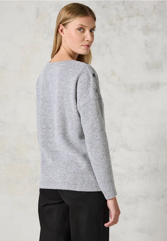 T-shirt chiné avec boutons platinum grey mel.