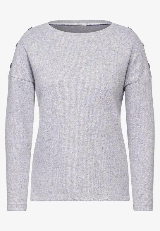 T-shirt chiné avec boutons platinum grey mel.