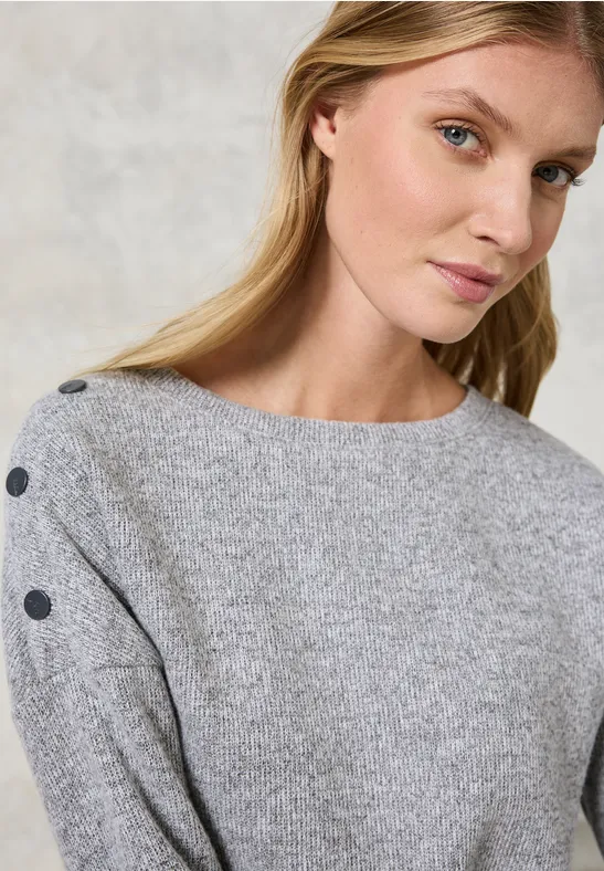 T-shirt chiné avec boutons platinum grey mel.