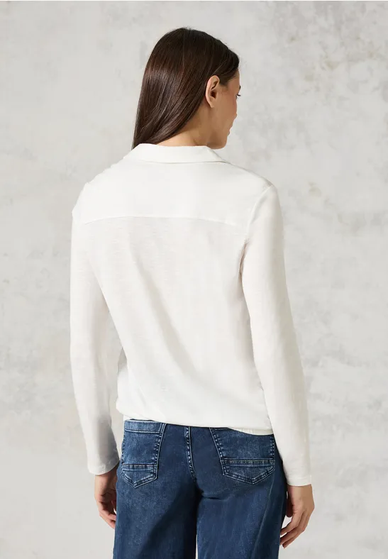 Shirt mit Polokragen vanilla white