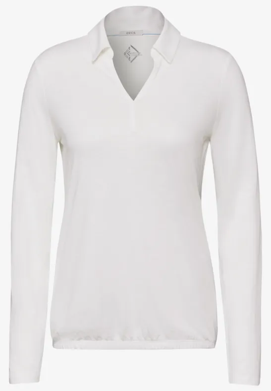 Shirt mit Polokragen vanilla white