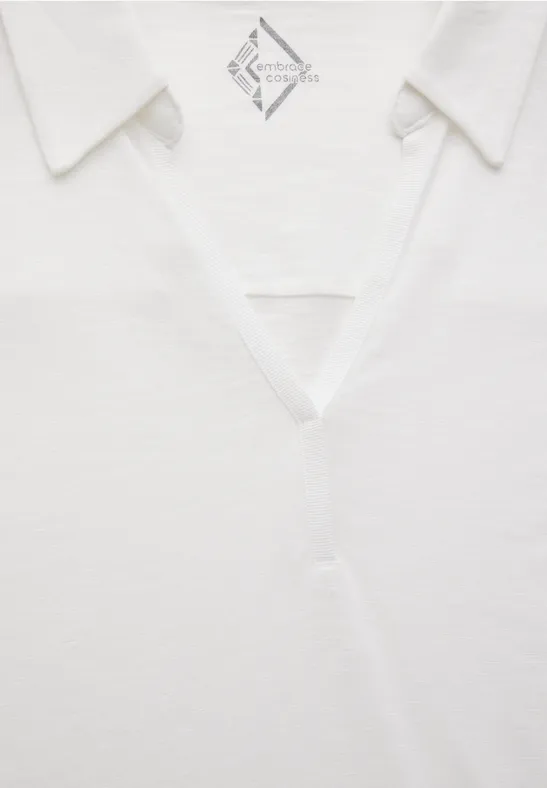 Shirt mit Polokragen vanilla white