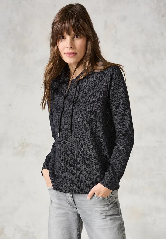 Gemustertes Langarmshirt deep charcoal grey