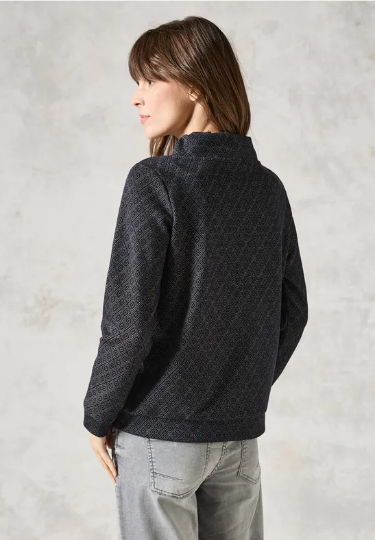 Gemustertes Langarmshirt deep charcoal grey