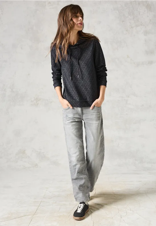 Gemustertes Langarmshirt deep charcoal grey