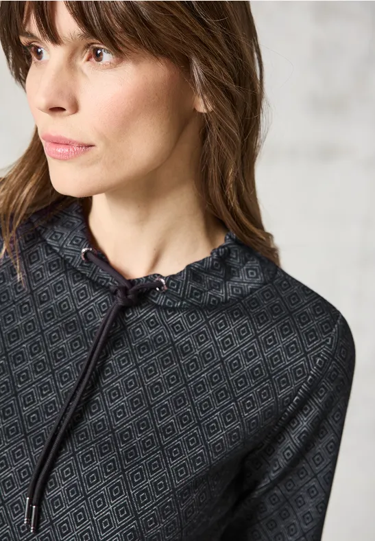 Gemustertes Langarmshirt deep charcoal grey