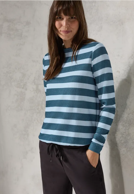 Shirt met gemêleerde look aqua melange