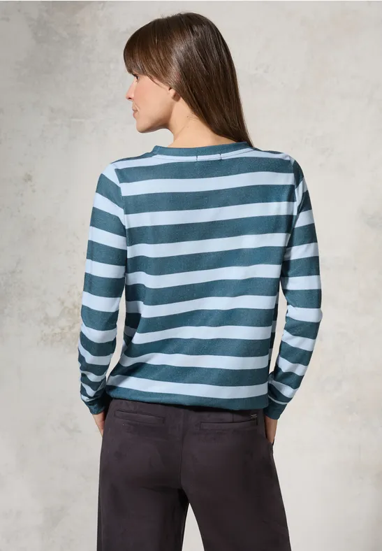 Shirt met gemêleerde look aqua melange