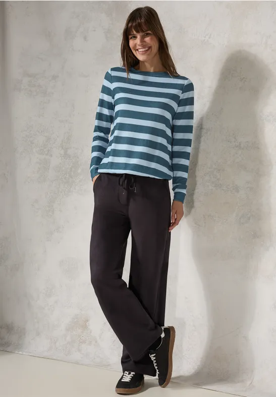 Shirt met gemêleerde look aqua melange