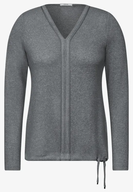 T-shirt avec col en V flint grey melange