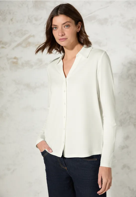 T-shirt avec patte de boutonnage vanilla white